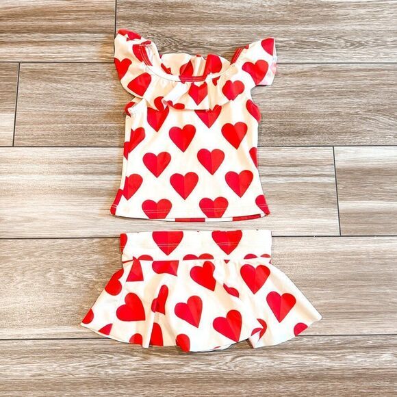 Hanna Andersson Sweet Heart Two Piece Tankini Swimsuit Set Size 2T - Picture 5 of 5